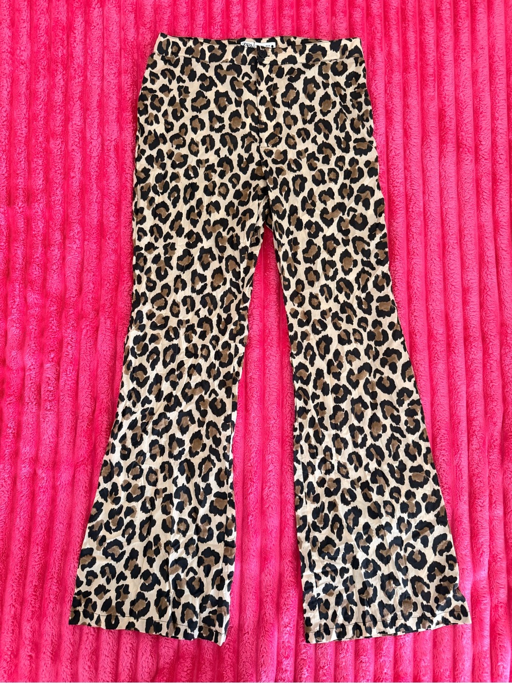 Zara Leopard Print Trousers in Tan Black Brown